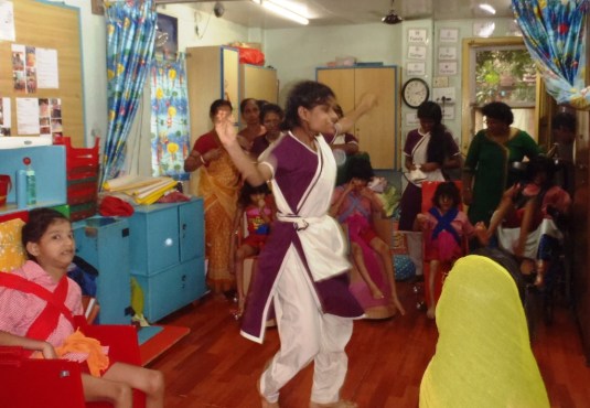 The girls on their own started to dance and so we all went to watch.