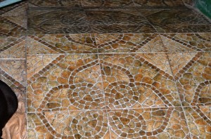 Tiles going up, across, an down.